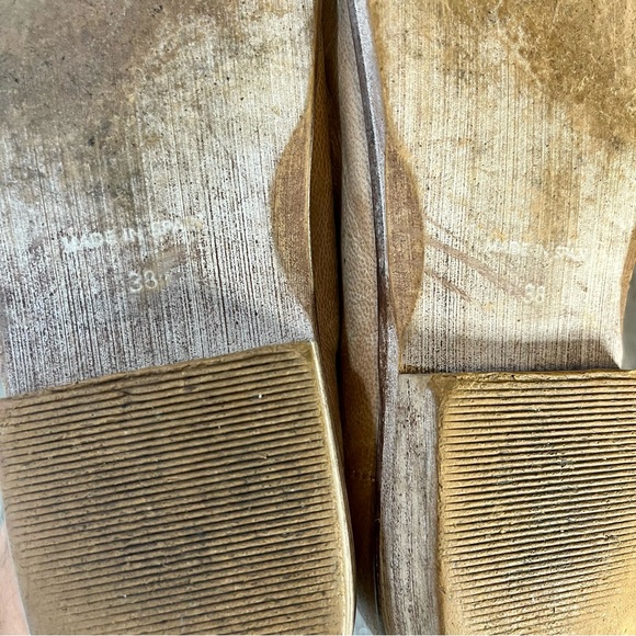 *Free People | Mont Blanc Dorsay Flat Tan Slip On Peep Toe Sandle Size 38/7.5 - Picture 14 of 16